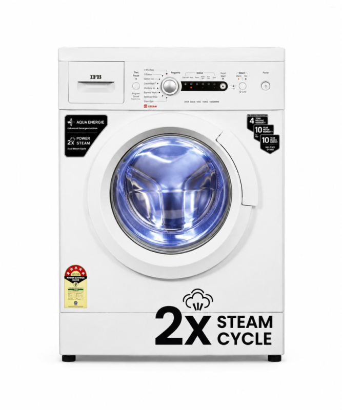 IFB 7 kg 5 Star Fully Automatic Front Load Washing Machine with 2X Power Steam, Hard Water Wash & In-Built Heater (Diva Aqua VSS 7010, White)
