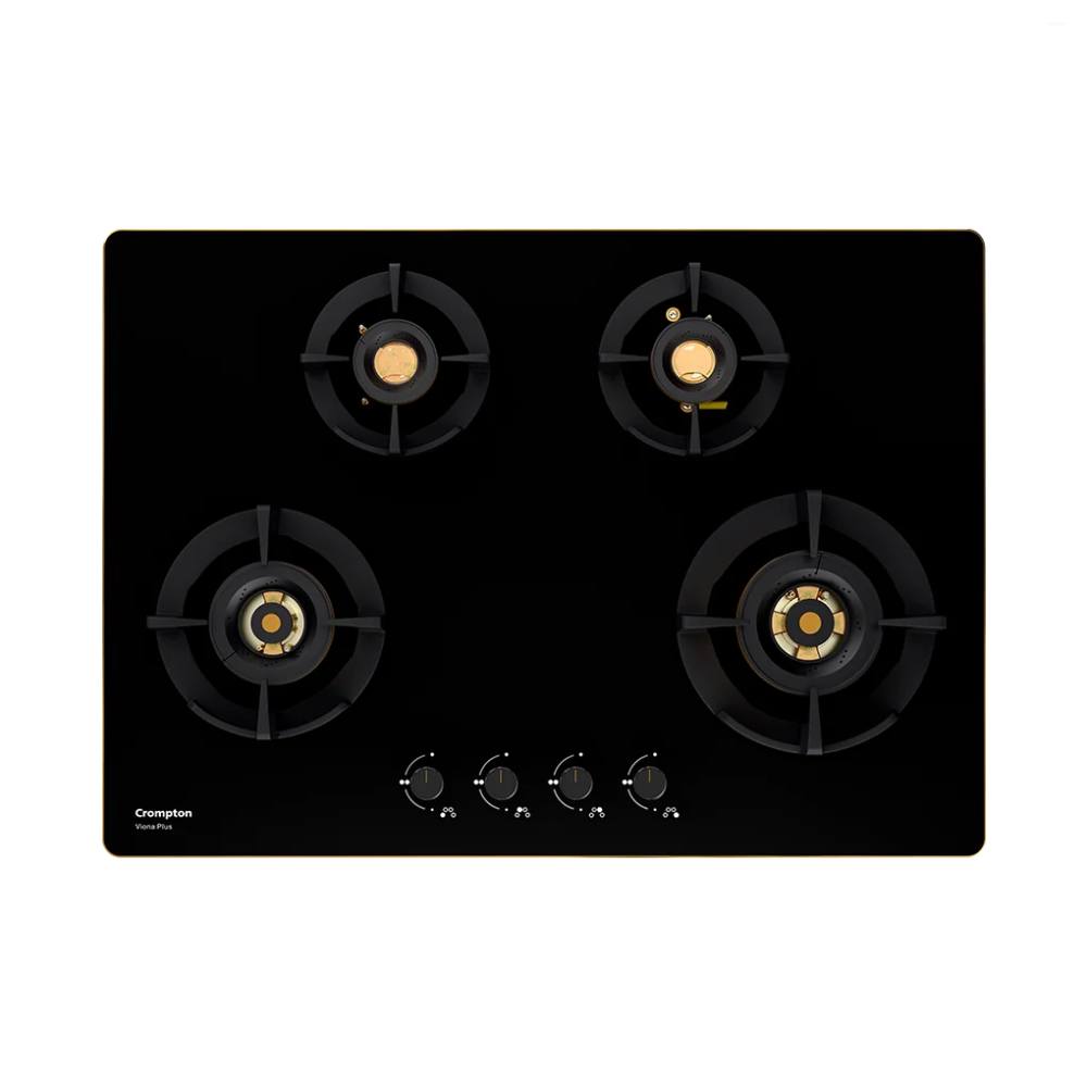 Crompton Viona Plus 82cm 4 Burner Built-in Gas Hob with Auto Ignition & Flame Failure Safety (HOB-VPDC824-MBL)