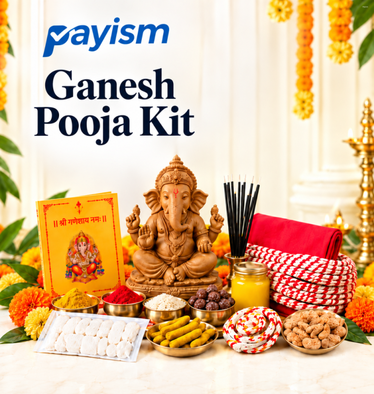 Payism Ganesh Pooja Kit – Complete Ganesh Chaturthi Puja Essentials Set (14 Items)