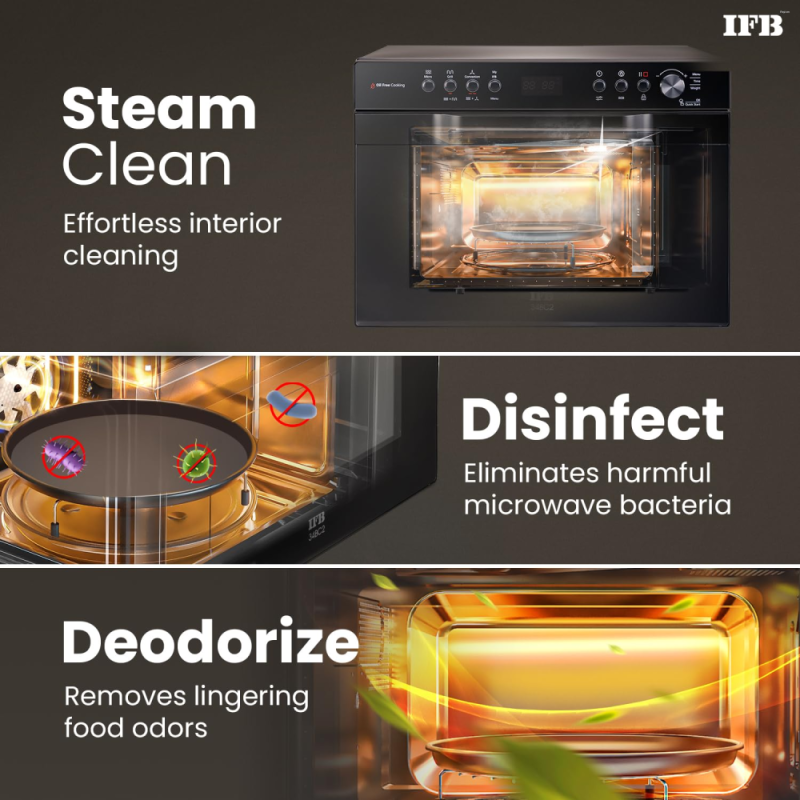 IFB 34 L, Multi-Stage Cooking Grill & Convection Microwave with Air Fry, 10 Power Levels, Intelligent Cooling System, Fermentation mode, 151 Auto Cook Menus, Weight Defrost, Auto Reheat (34BC2, Black)