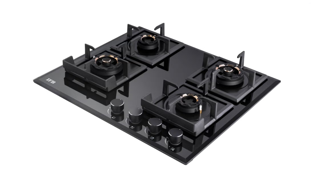 IFB 4 Burners Hybrid Hob with Bevelled Tempered Black Glass