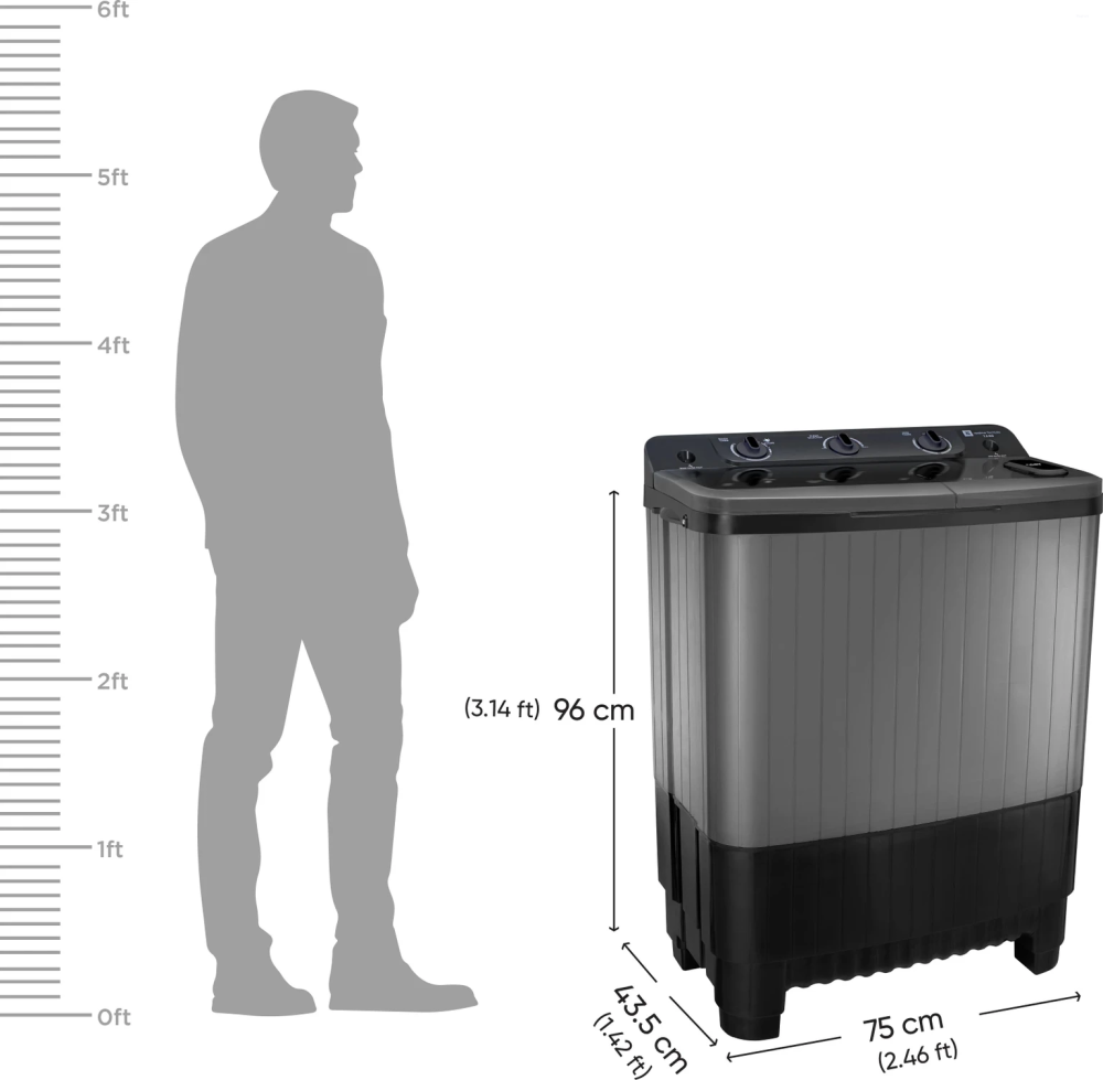 realme TechLife 7.5 Kg Semi Automatic Washing Machine (RMSA755NNNDG/2026)