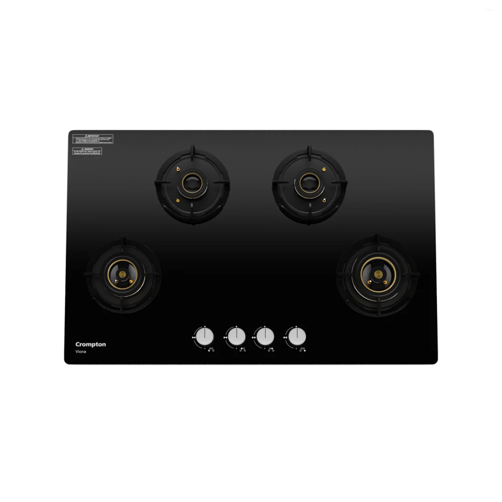 Crompton Viona 82cm 4 Burner Built-in Gas Hob with Auto Ignition & Flame Failure Safety (HOB-VNDC824-MBL)