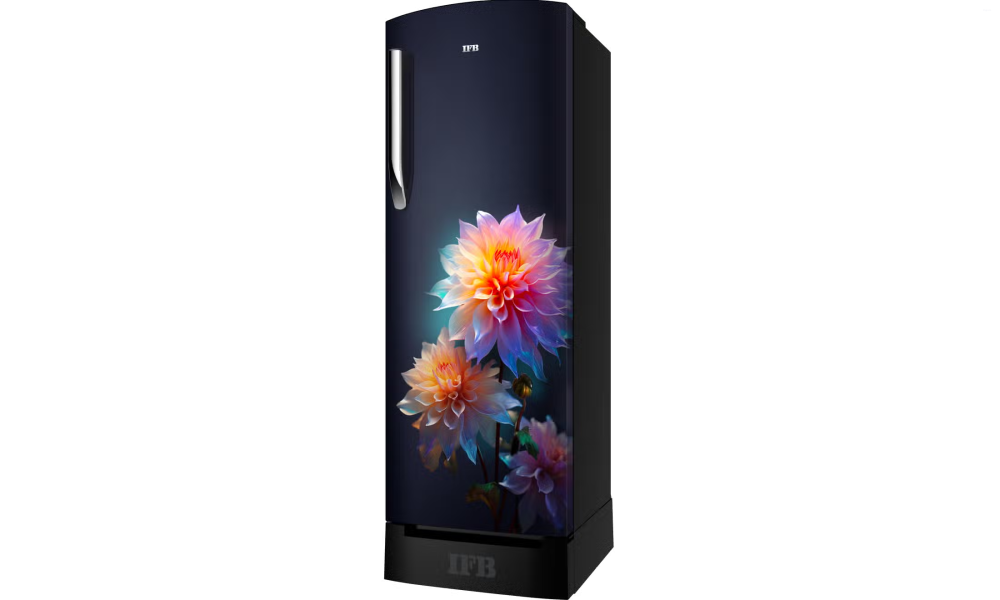 IFB 206 Litres 4 Star Direct Cool Refrigerator with Flower Pattern and Inverter Compressor (IFBDC-2324IBND, Divine Bliss Blue with Black Pedestal)