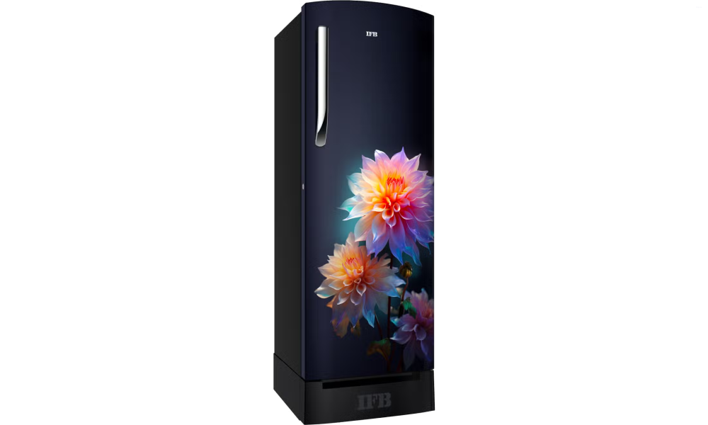 IFB 206 Litres 4 Star Direct Cool Refrigerator with Flower Pattern and Inverter Compressor (IFBDC-2324IBND, Divine Bliss Blue with Black Pedestal)